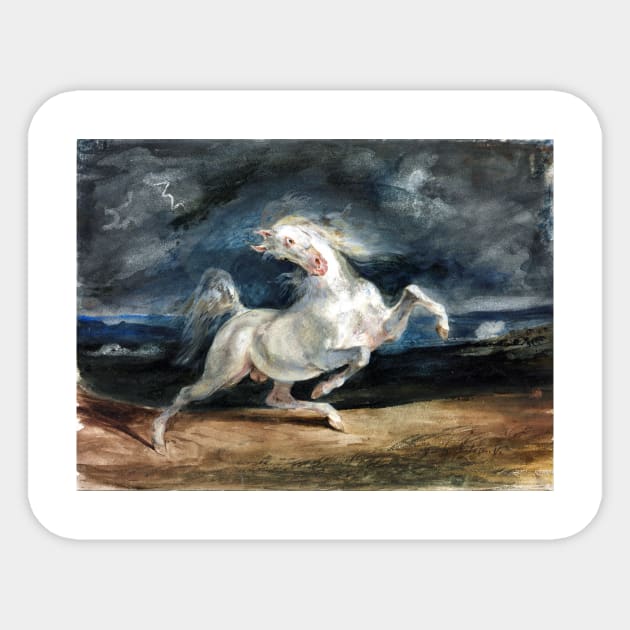 Eugene Delacroix Horse Frightened by Lightning Sticker by pdpress